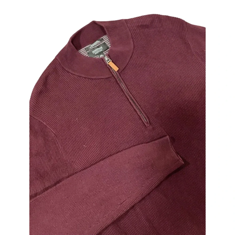 Nordstrom 2XL Cotton Cashmere Blend Sweater 1/4 Zip Pullover Maroon #191‎